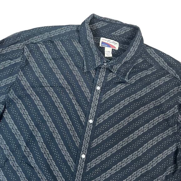 Black and Gray Printed Western Pearl Snap Shirt Lane Vintage XL - Picture 5 of 7